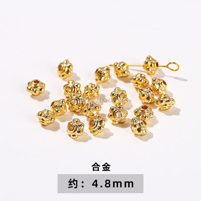 14/18K gold nine-character needle ball needle flower holder copper ring heart shape