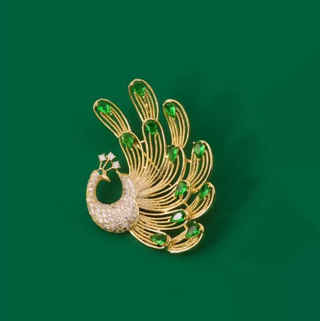 Emerald Crystal Phoenix Brooch