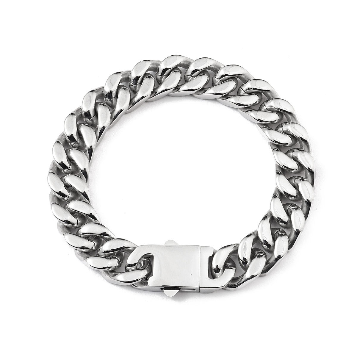 Cuban chain bracelet 11mm encrypted four-sided ground stainless steel