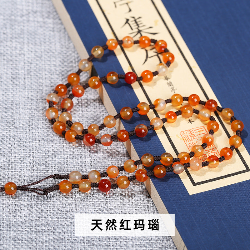 6Mm agate bead necklace rope hand-woven