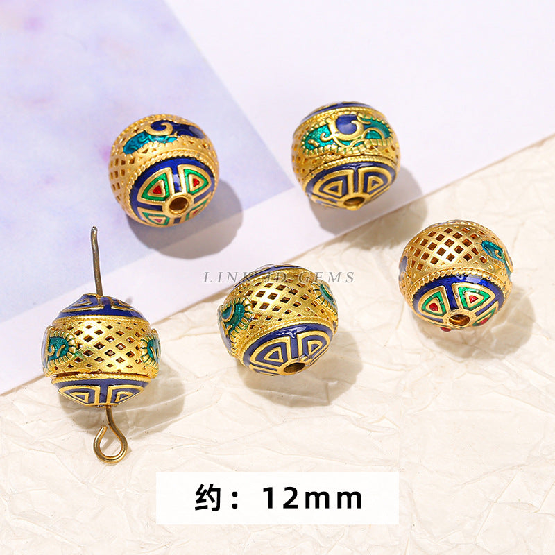 Ancient sand gold cloisonne dripping copper accessories