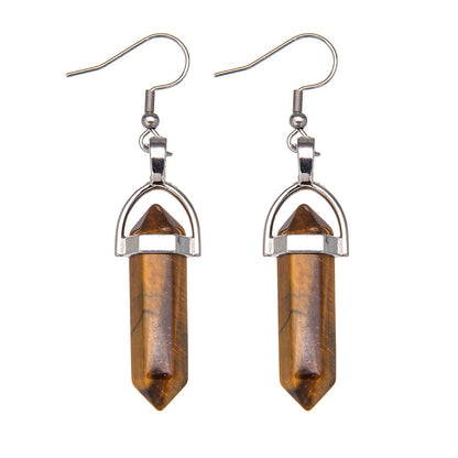 Crystal Hexagonal Column Pendant Stainless Steel Earrings