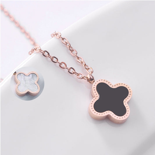 18K rose gold four-leaf clover necklace