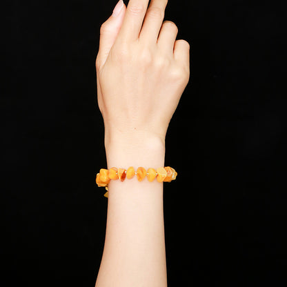 Natural old beeswax with rough stone bracelet