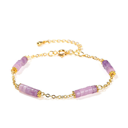 Natural lilac stone bracelet stainless steel gold-plated accessories