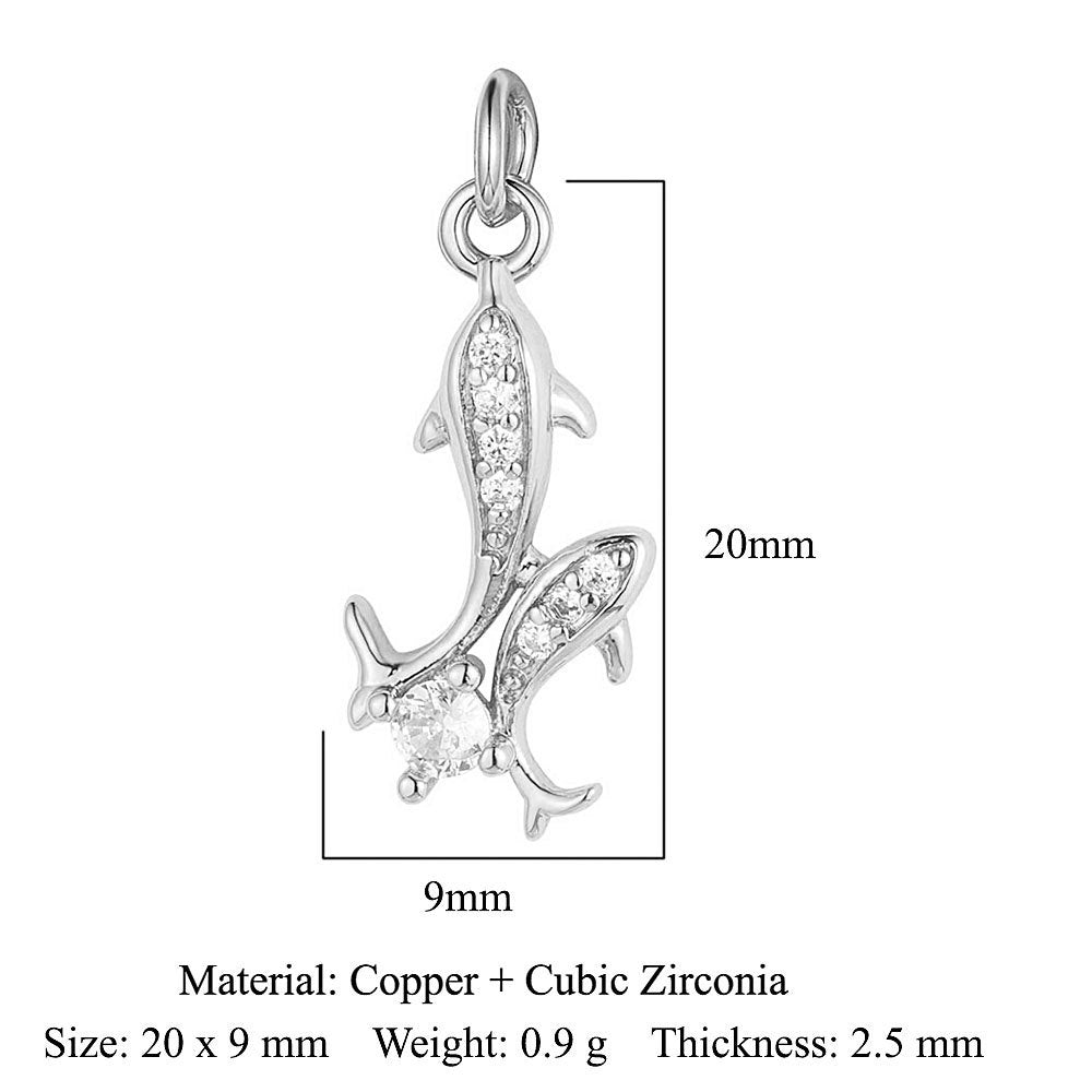 Copper zircon pendant butterfly dragonfly dolphin