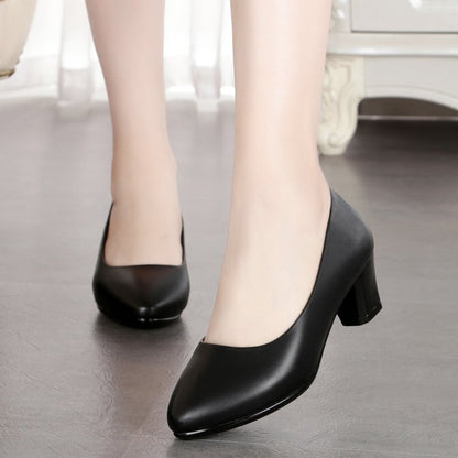 Women's work shoes black leather shoes