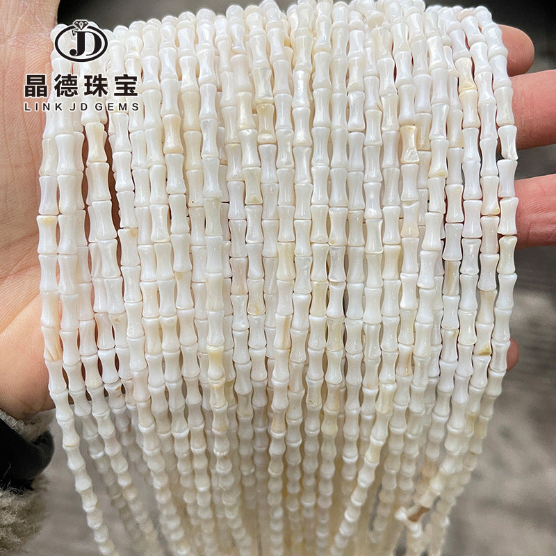 4 * 8Mm natural white shell bamboo bead spacer