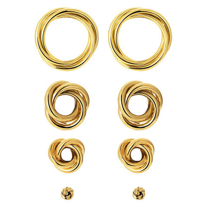 Real gold plated hoop earrings set 4 pieces