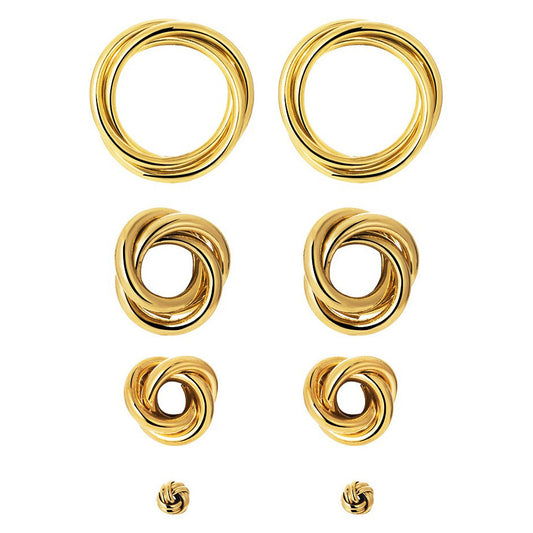 Real gold plated hoop earrings set 4 pieces