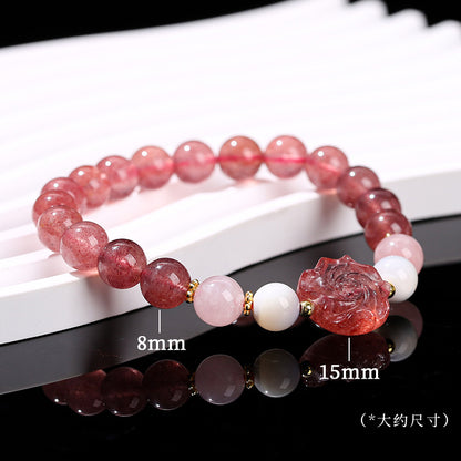 Natural strawberry crystal rose bracelet.