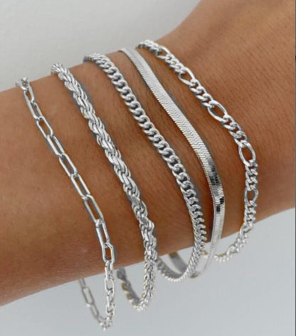 Multi-layer snake bone bracelet set 5 pieces