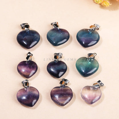 Natural color fluorite love heart pendant.