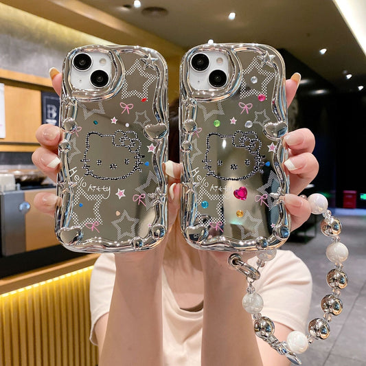 Apple 15 Pro 3D Wave Electroplated Star KT Cat iPhone 13 Mirror Soft Case