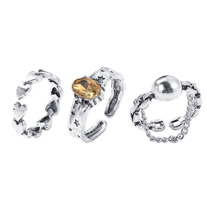 Women's Ring Heart Diamond Ring 3-Piece Set