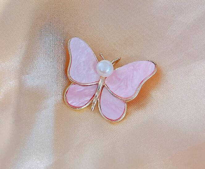 White Pearl Butterfly Brooch