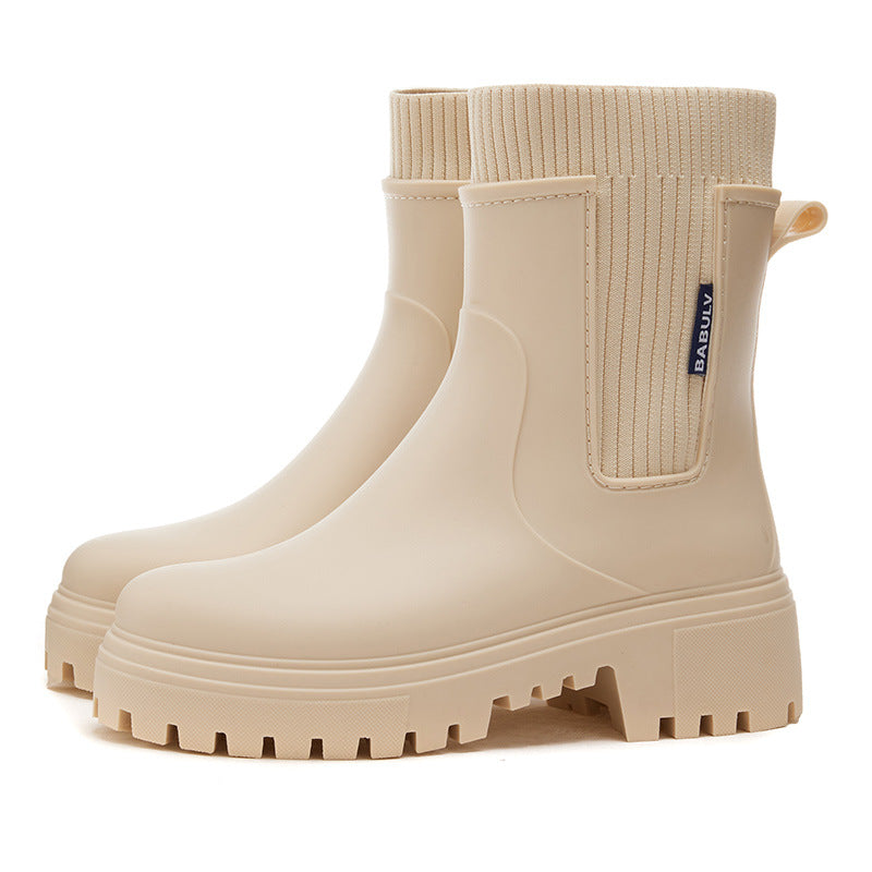 Versatile waterproof shoes platform rain boots