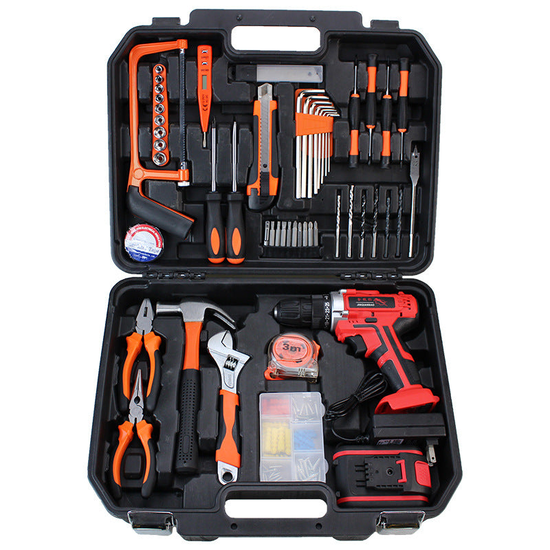 Lithium battery drill comprehensive toolbox set