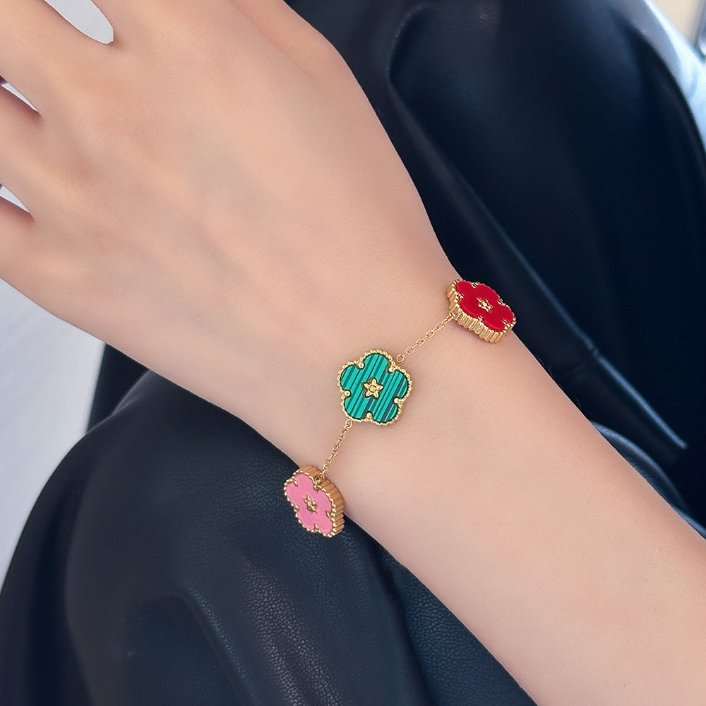 Five-leaf clover plum blossom titanium steel bracelet fashion