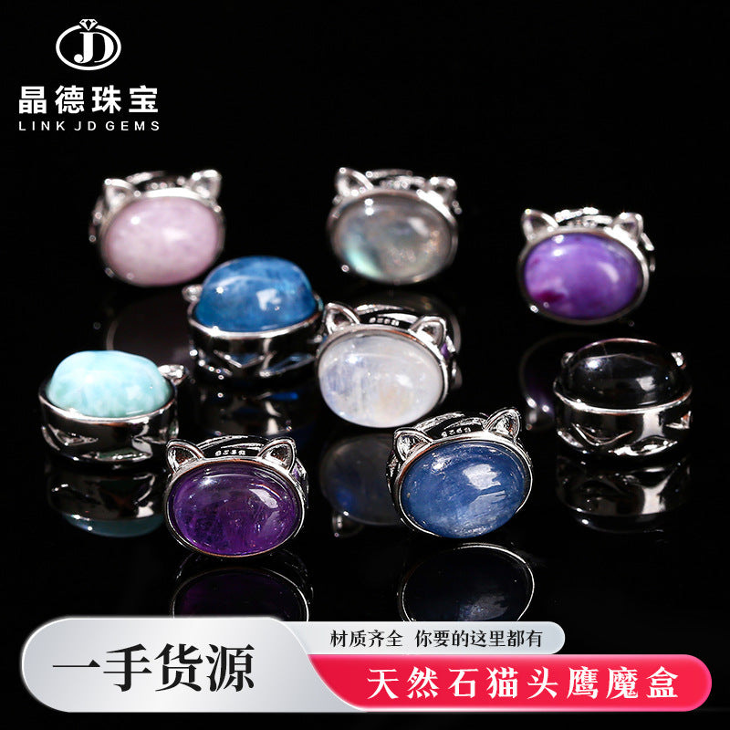 Natural stone crystal owl magic box accessories