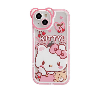 Apple 15 Pro Bear Ears Hello Kitty iPhone 12/11 Full Cover Cartoon