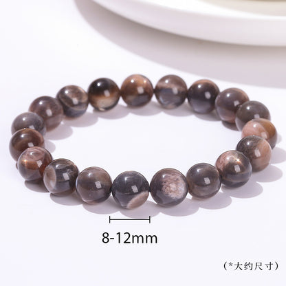 Natural dark black backbone sunstone bracelet