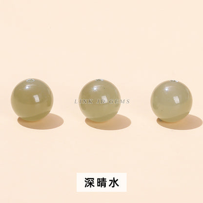 8Mm natural clear water Hetian jade half-hole round beads