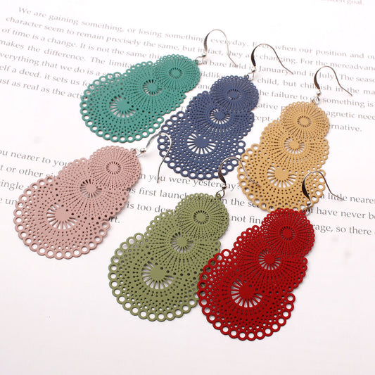 925 Silver Needle Flower Candy Colored Earrings