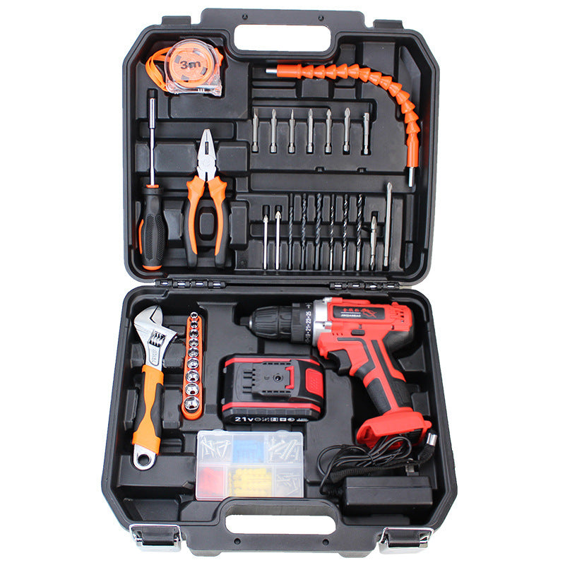 Lithium battery drill comprehensive toolbox set