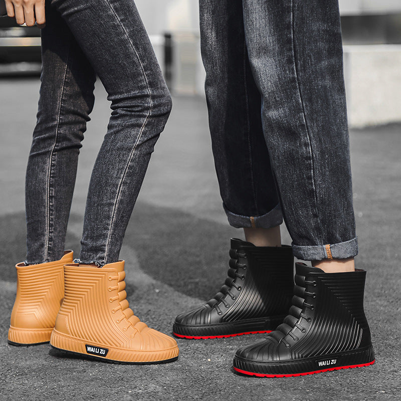 Couple rain shoes platform non-slip and wear-resistant