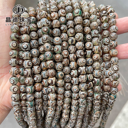 Tibet old dzi beads brown three-eye dzi beads agate loose beads