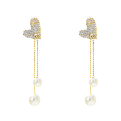 Love pearl fringed earrings