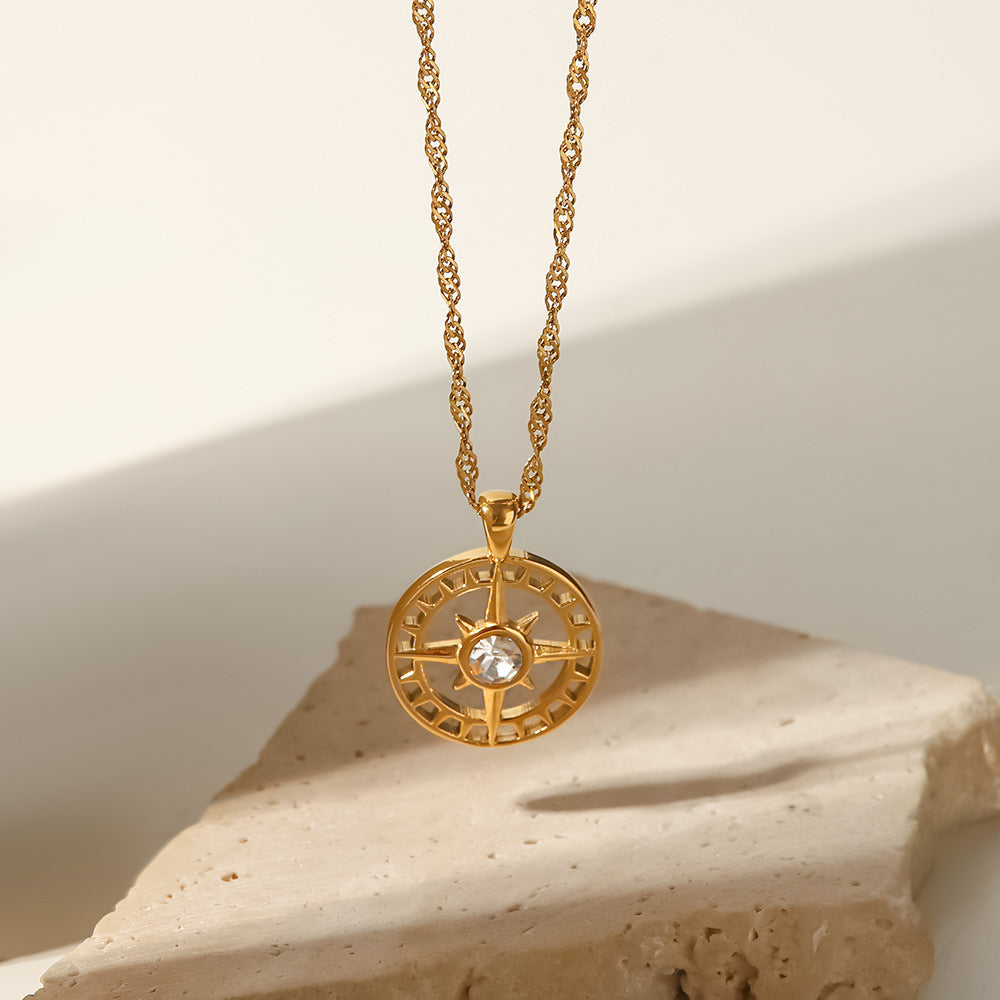 18K Gold Zircon Pendant Necklace