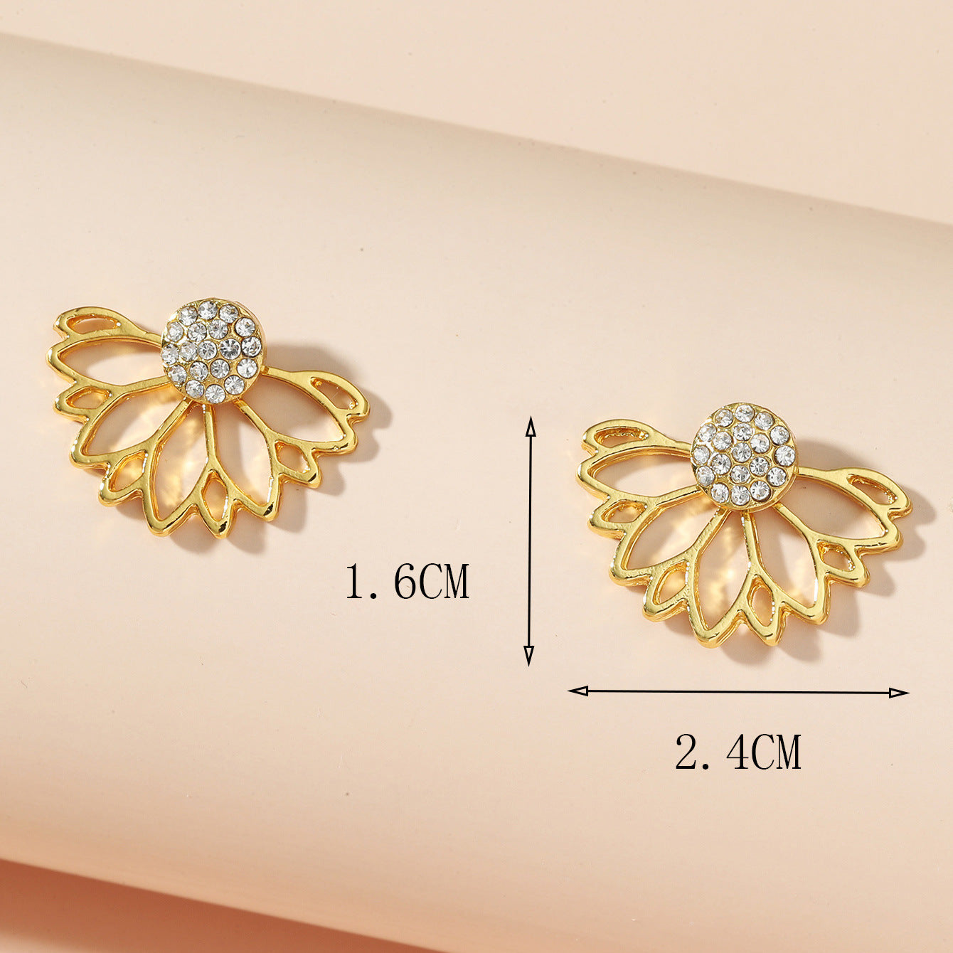 Hollow lotus full diamond stud earrings