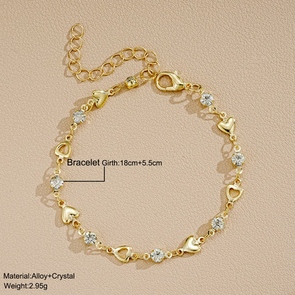 Zirconia hollow heart-shaped bracelet