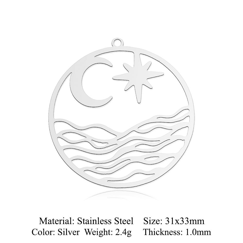 5 pcs/pack Sun Sunrise Titanium Steel Pendant