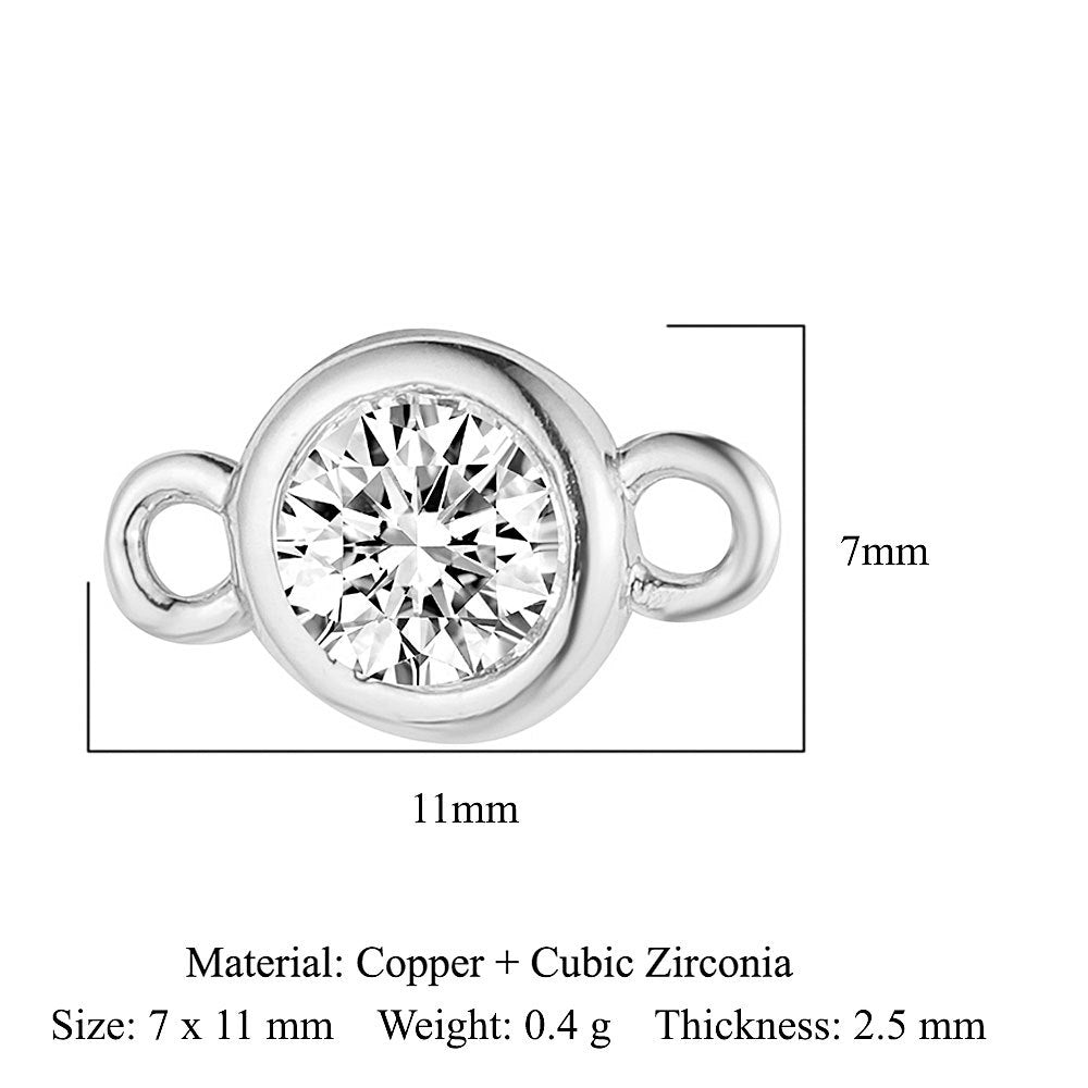 Cactus round zircon double hole copper accessories