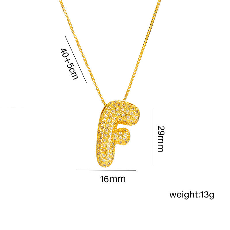 Amazon Bestseller: Haley Style Brass CZ Bubble Fat 26 Letters Necklace