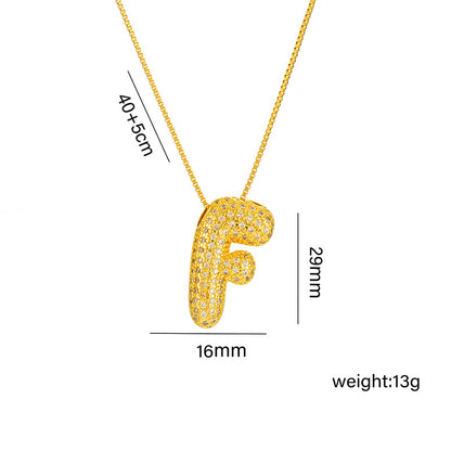 Amazon Bestseller: Haley Style Brass CZ Bubble Fat 26 Letters Necklace