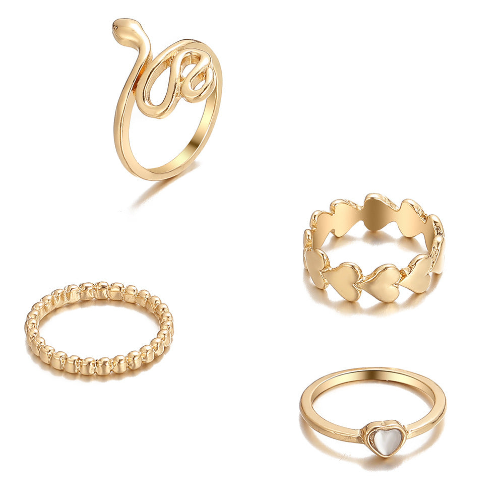 New Metal Snake Ring Creative 4-piece Set