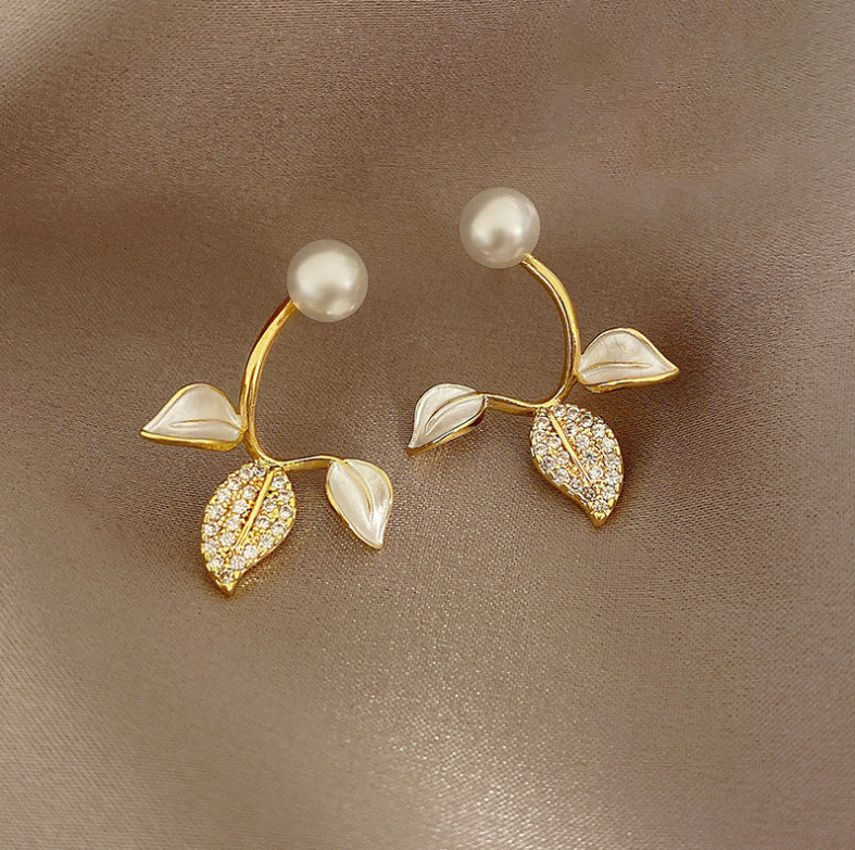 Pearl Leaf Earrings for Women