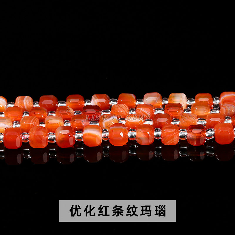 6/8Mm crystal agate jade cube loose beads