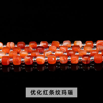 6/8Mm crystal agate jade cube loose beads