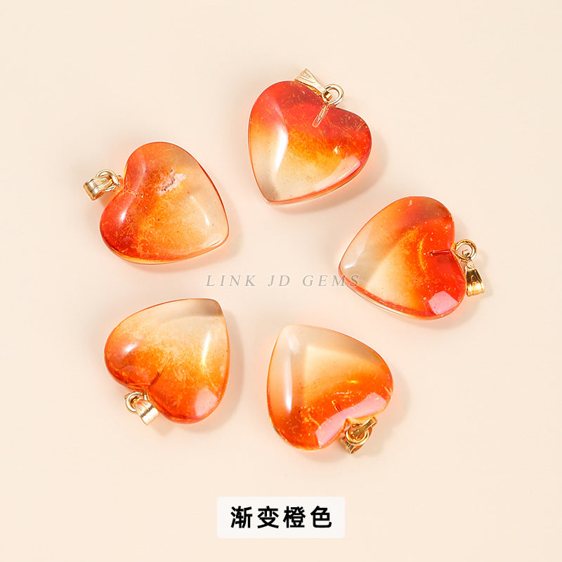 20Mm multi-color colorful glazed love heart pendant