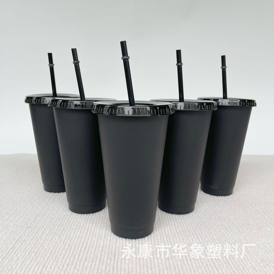 710Ml black straw cup