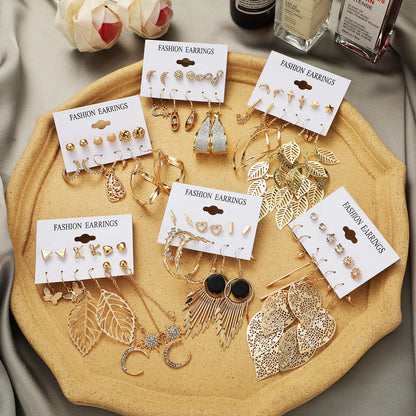 6 new personality moon punk gold earrings