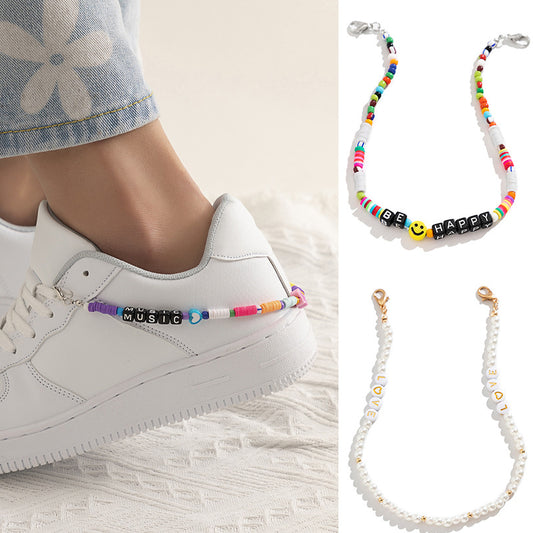 Love beaded acrylic shoe chain