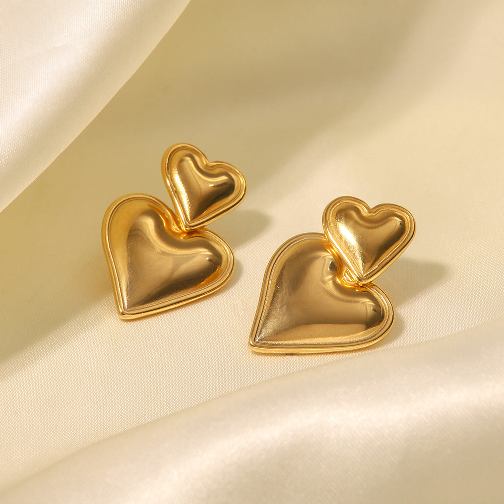 18k gold-plated heart pendant earrings