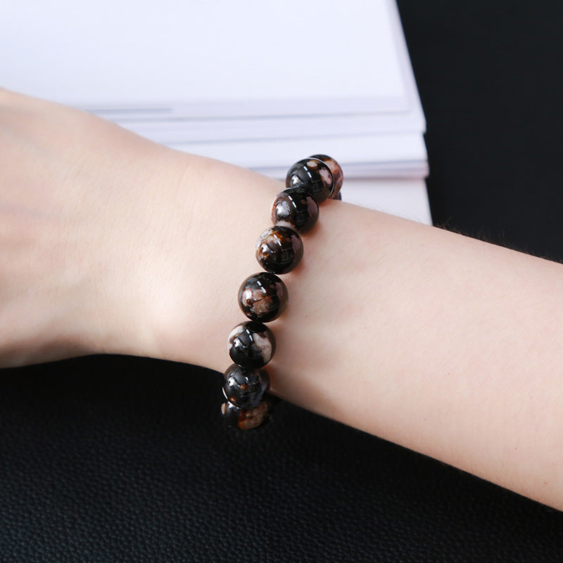 7A Black Cherry Blossom Agate Bead Bracelet