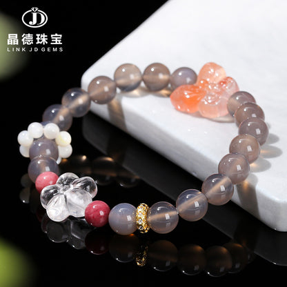 7A Natural Gray Agate Bracelet